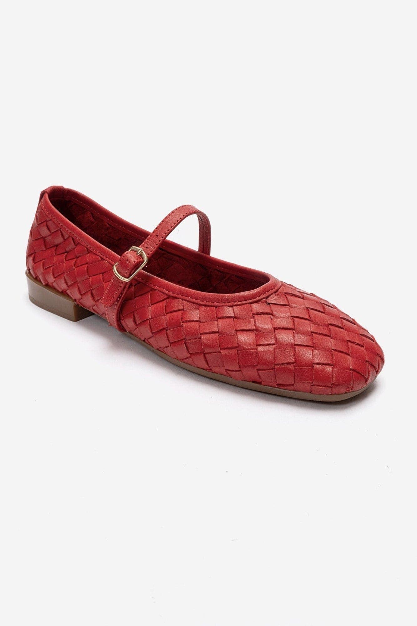 Yevora Leather Woven Strap Ballet Flat, Alternate, color, Red
