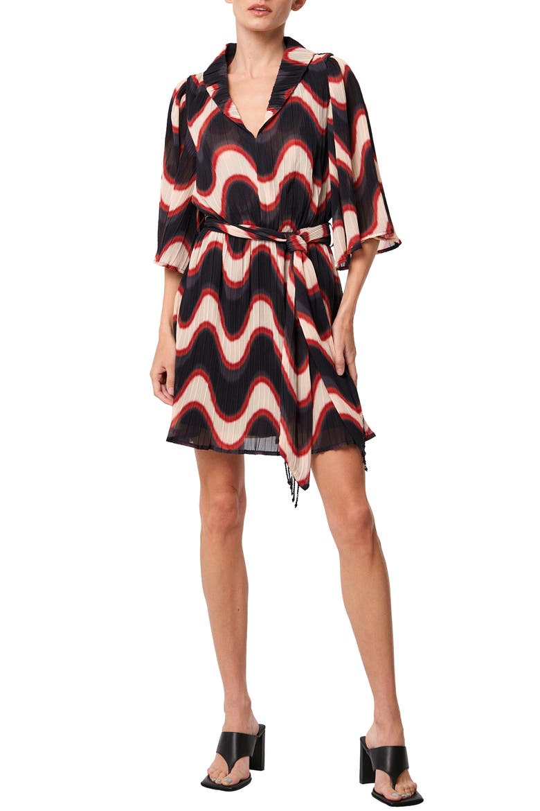 Juni Wave Print Dress, Main, color, BLACK/CREAM