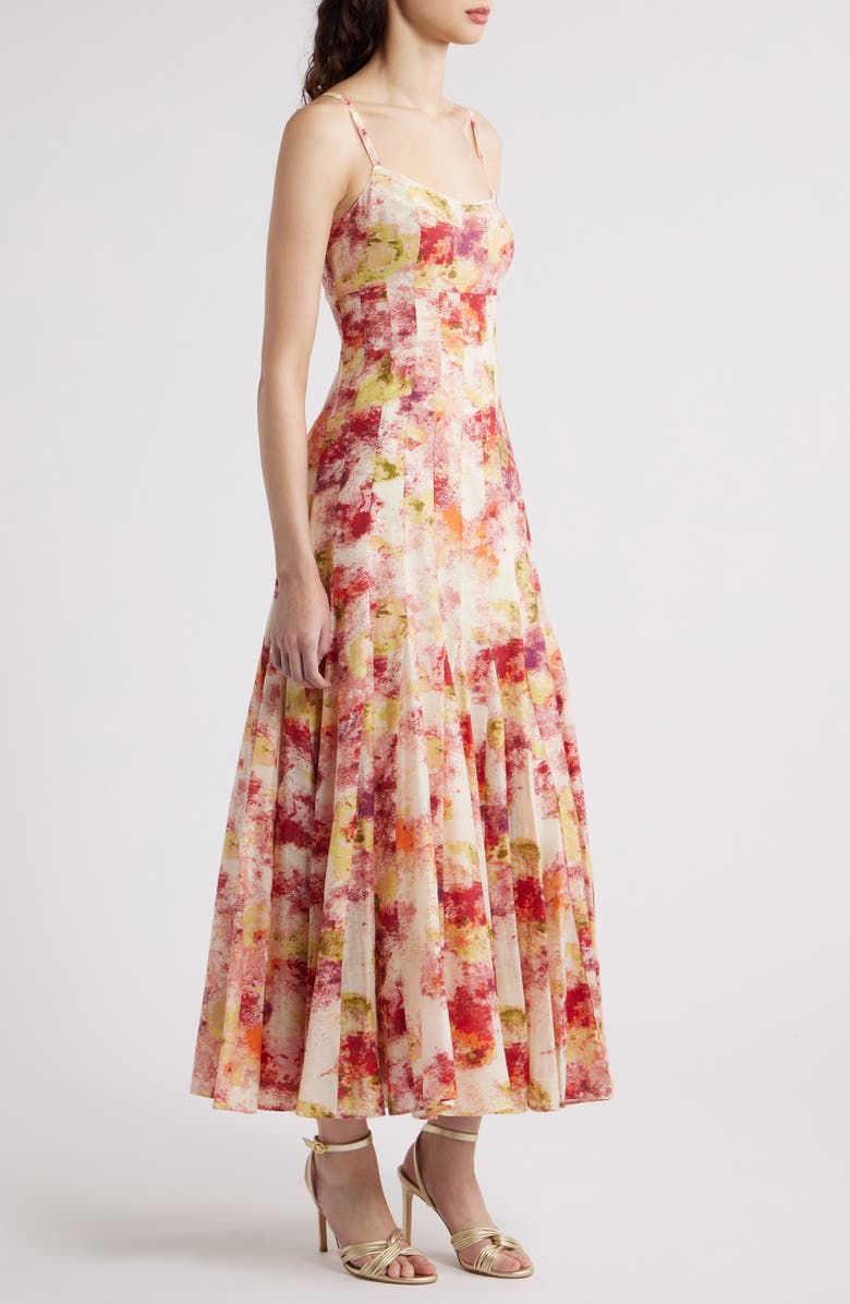 Chelsea28 Seamed Sleeveless Maxi Dress, Alternate, color, Ivory- Pink Sponge Paint