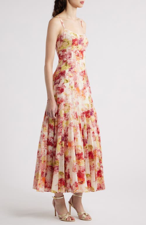 Chelsea28 Seamed Sleeveless Maxi Dress In Ivory- Pink Sponge Paint