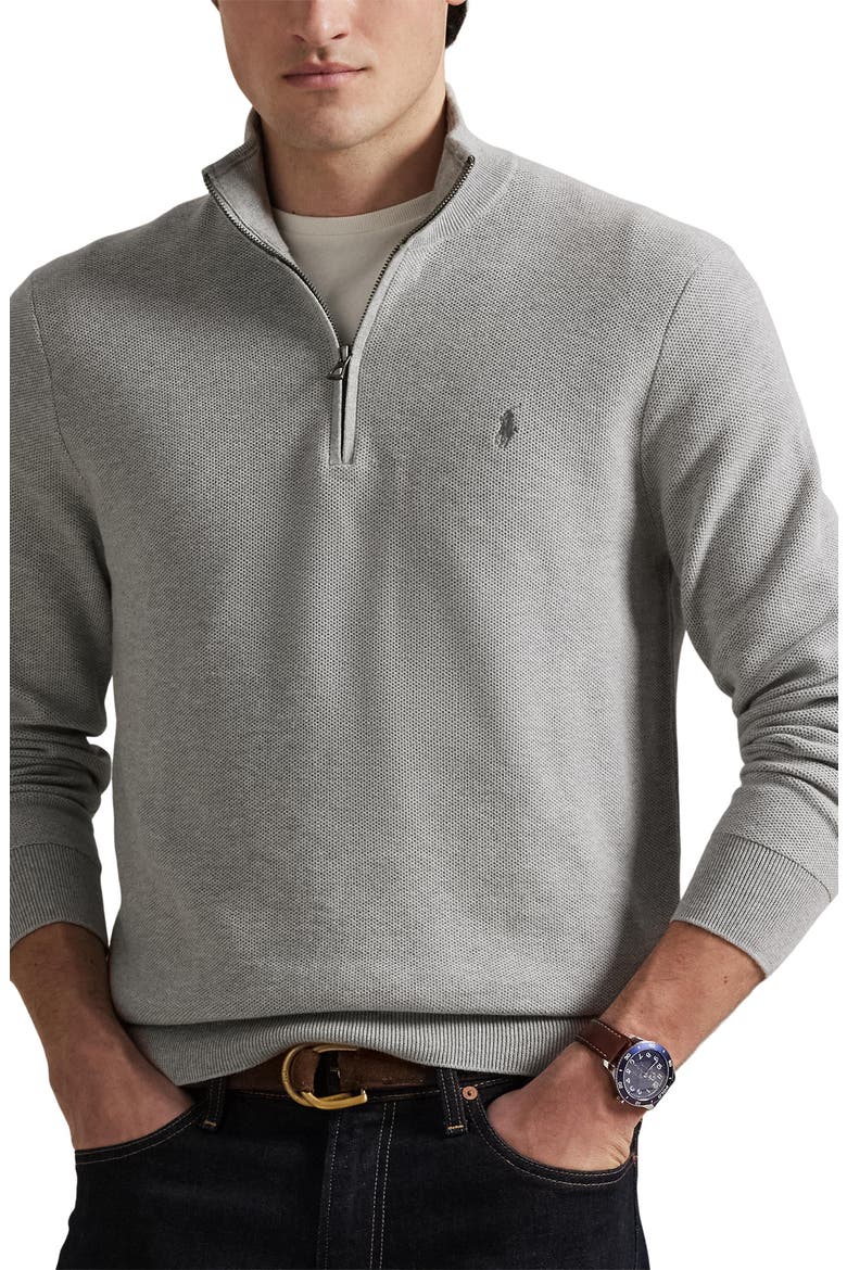 Mesh Knit Quarter-Zip Sweater, Main, color, ANDOVER HEATHER