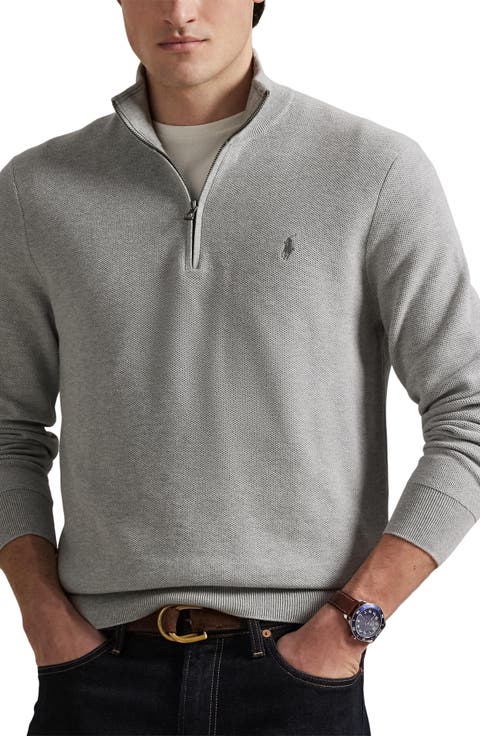 Mesh Knit Quarter-Zip Sweater