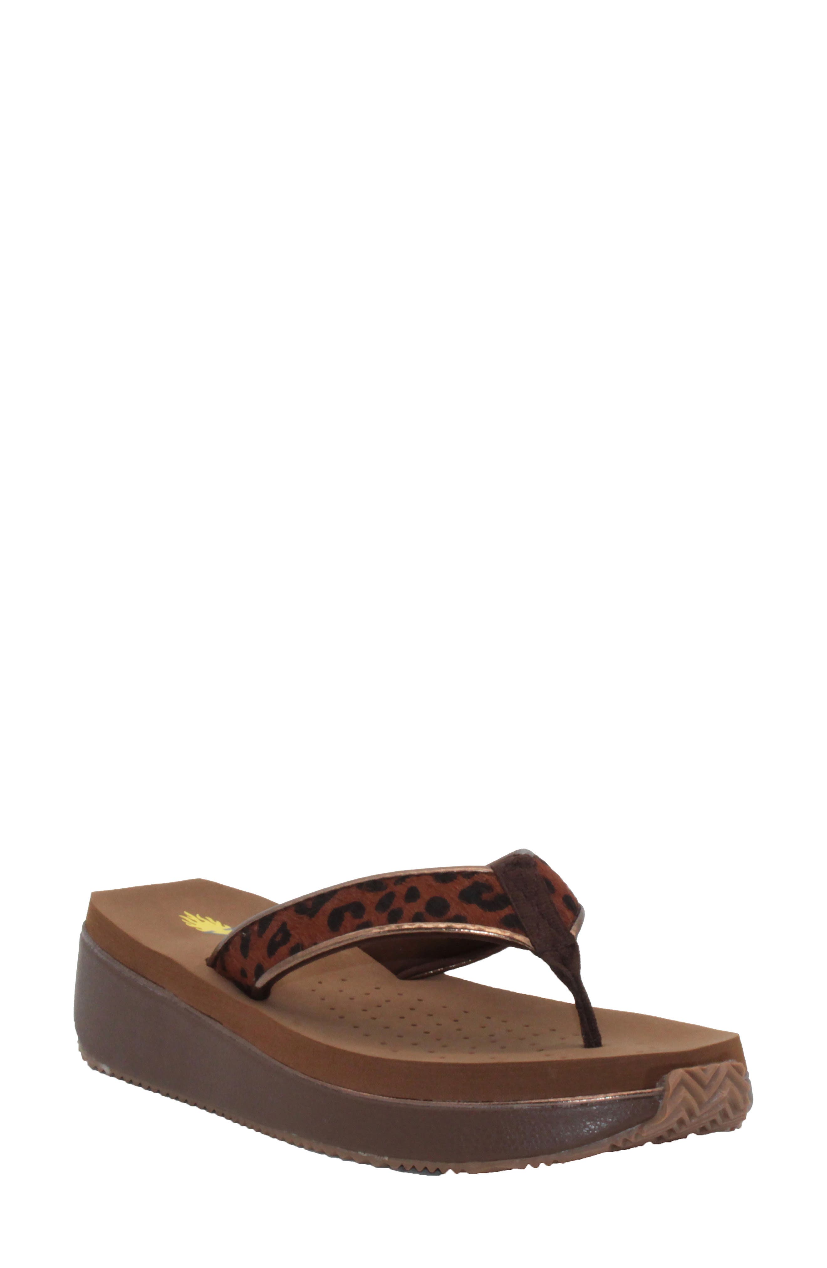 Neville Genuine Calf Hair Platform Flip Flop, Main, color, TAN LEOPARD CALF HAIR