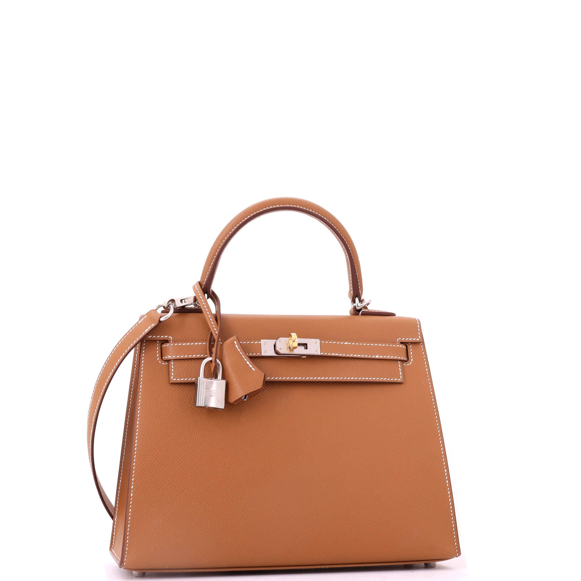 Kelly Handbag Brown Epsom with Electrum Hardware 25, Alternate, color, Metallic Gold
