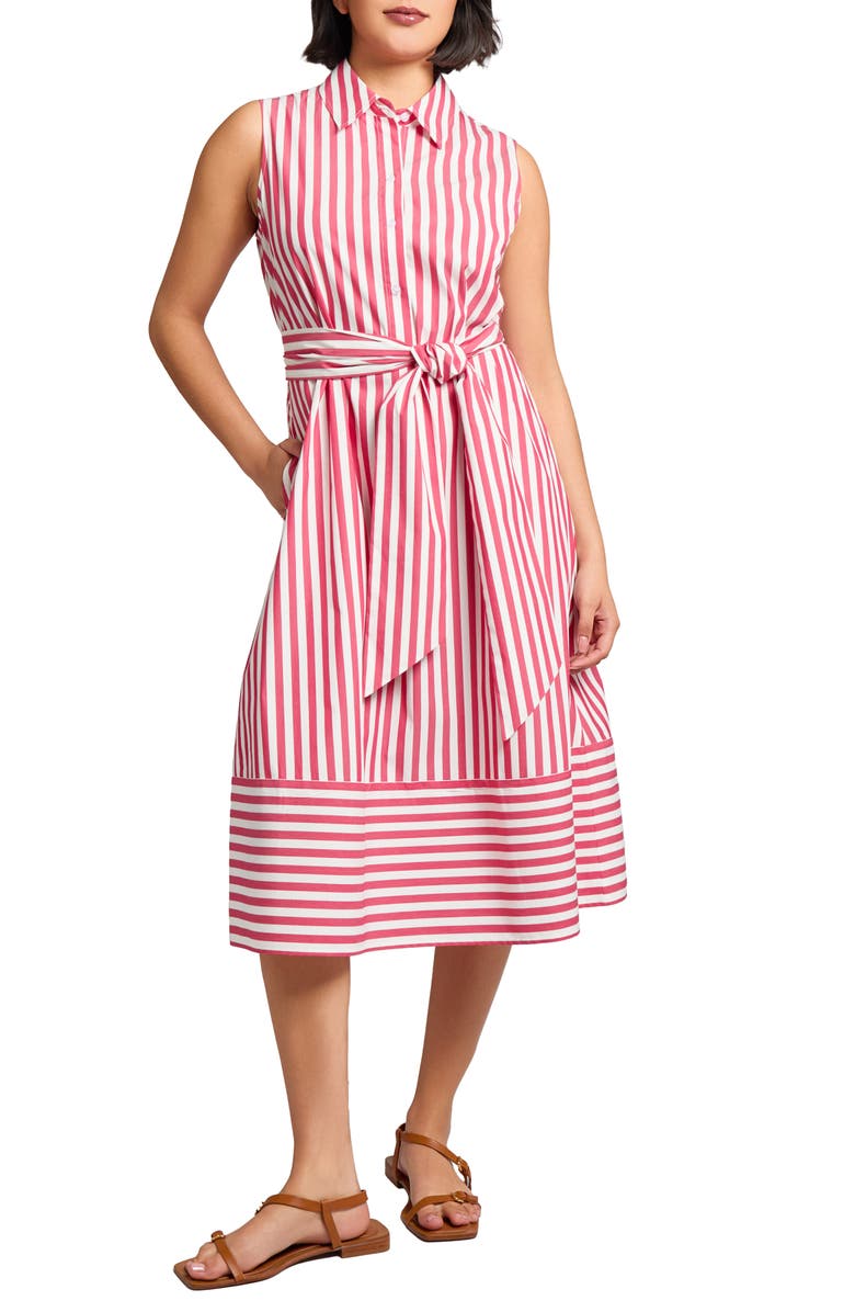 Jones New York Stripe Sleeveless Midi Shirtdress, Main, color,
