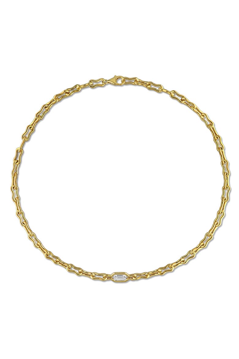 2 CTW Lab-Grown Diamond Link Necklace 18k Vermeil, Alternate, color, Yellow-Plated