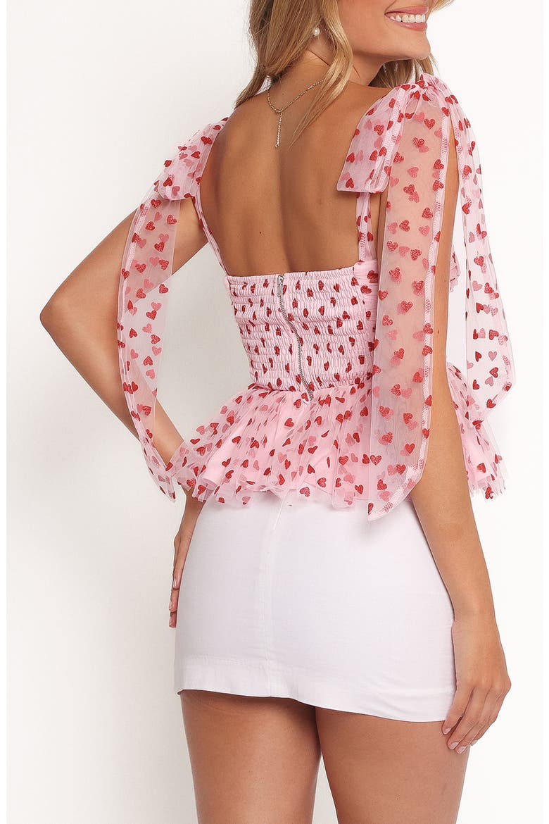 Floret Tie Strap Peplum Top, Alternate, color, RED HEARTS