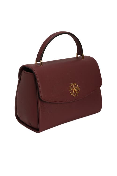 Gorski Top Handle Leather Bag With Crossbody Strap In Burgundy