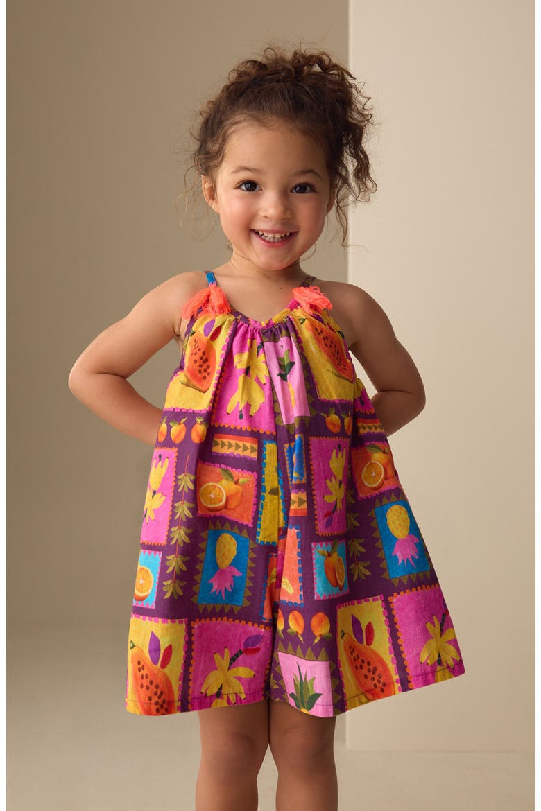Kids' Fruit Tile Print Romper, Alternate, color, MULTI