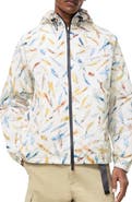 Burberry Feather Print Nylon Hooded Jacket