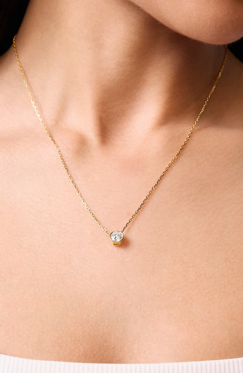 Bony Levy Bezel Diamond Solitaire Pendant Necklace, Alternate, color, 18K White Gold/ Diamond