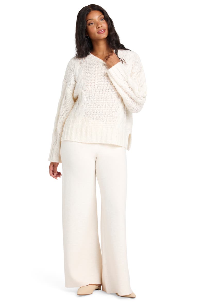 x Cella Jane Cable Sweater, Alternate, color, SNOW