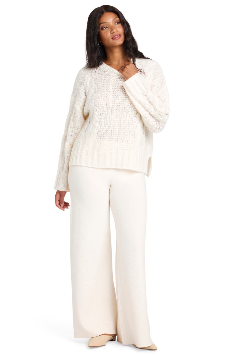 Splendid x Cella Jane Cable Sweater, Alternate, color, Snow