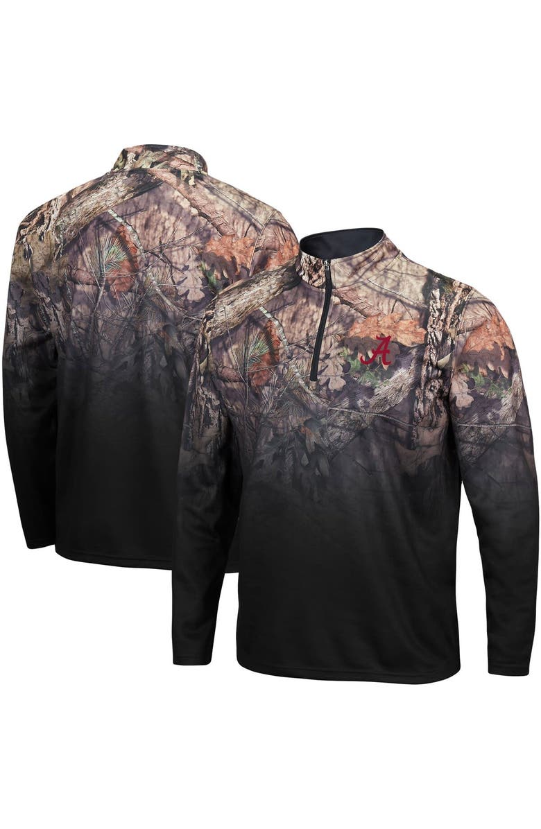 COLOSSEUM Men's Colosseum Black Alabama Crimson Tide Mossy Oak Fleet II Quarter-Zip Jacket, Main, color, 