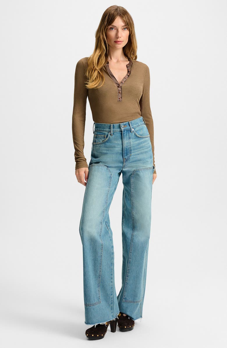 Veronica Beard Taylor Wide Leg Utility Jeans, Alternate, color, Blue Glare