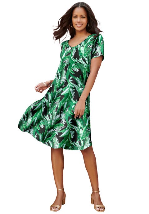 Petite Plus Size Short Sleeve Sleeve Swing Dress (Plus)
