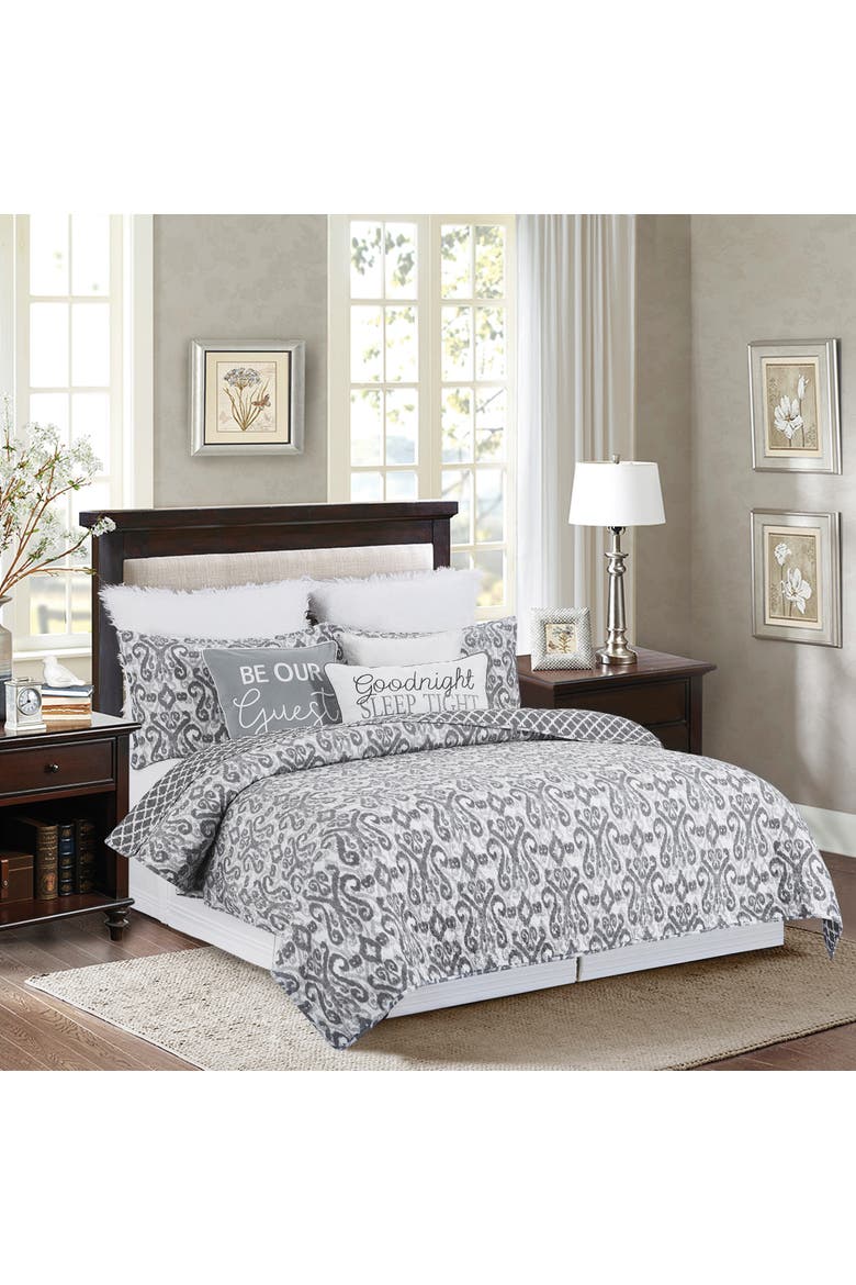 Heather Cotton Quilt Set - Reversible and Machine Washable, Main, color, Gray