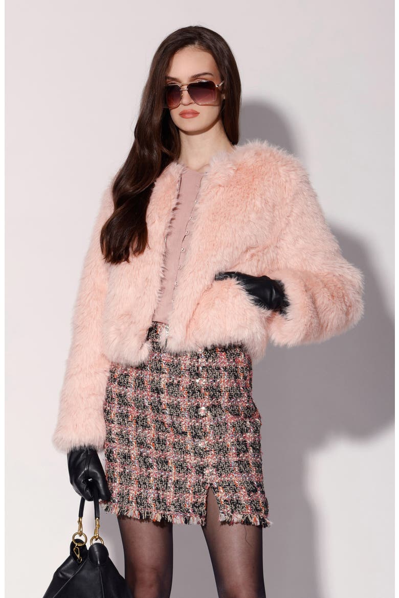 Brielle Faux Fur Jacket, Alternate, color, BLUSH