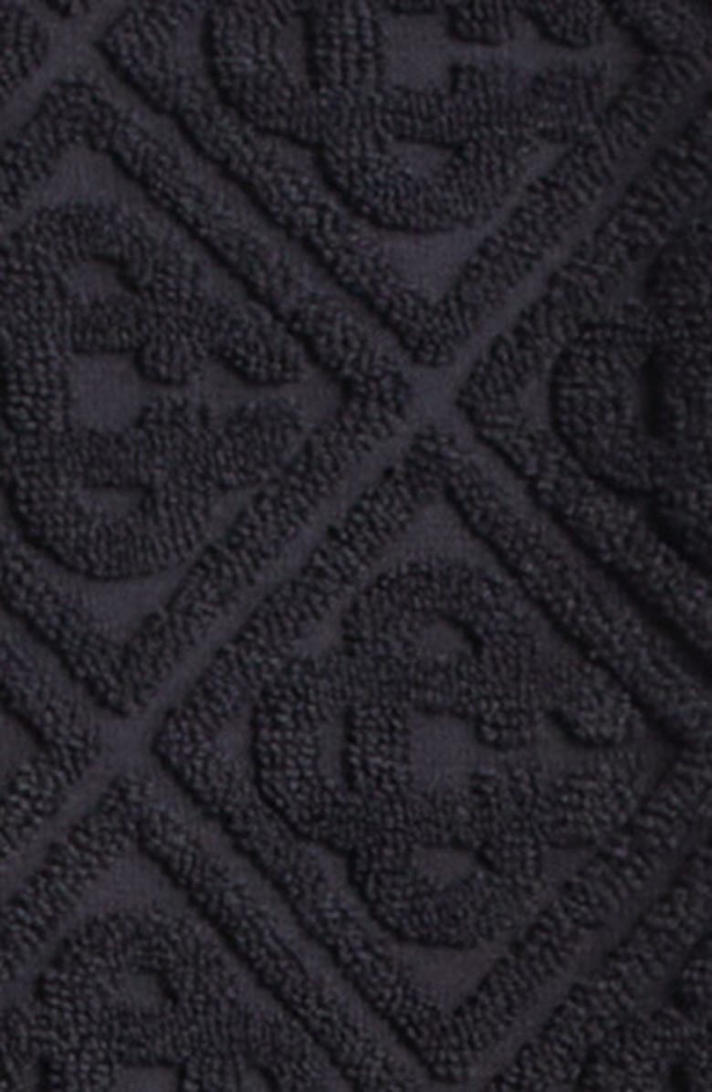 Casablanca Monogram Jacquard Terry Cloth Camp Shirt, Alternate, color, Black