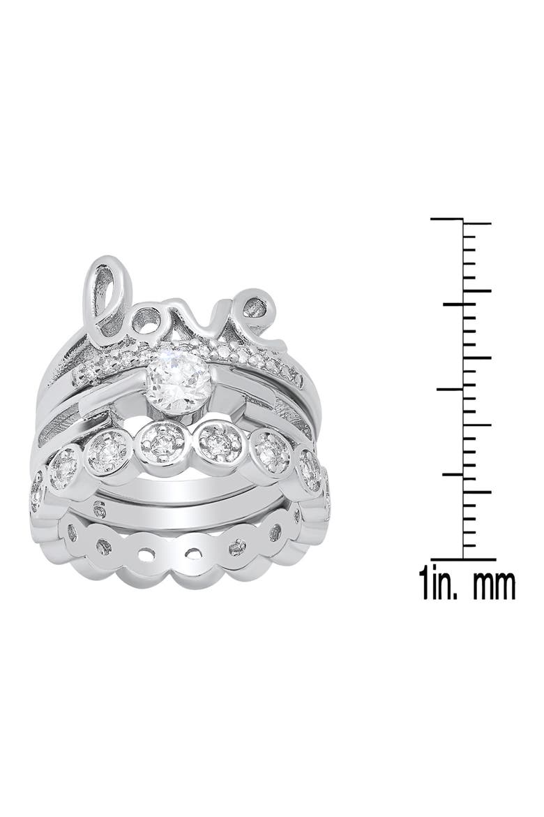 Love Stainless Steel CZ Stacking Rings Set, Alternate, color, METALLIC