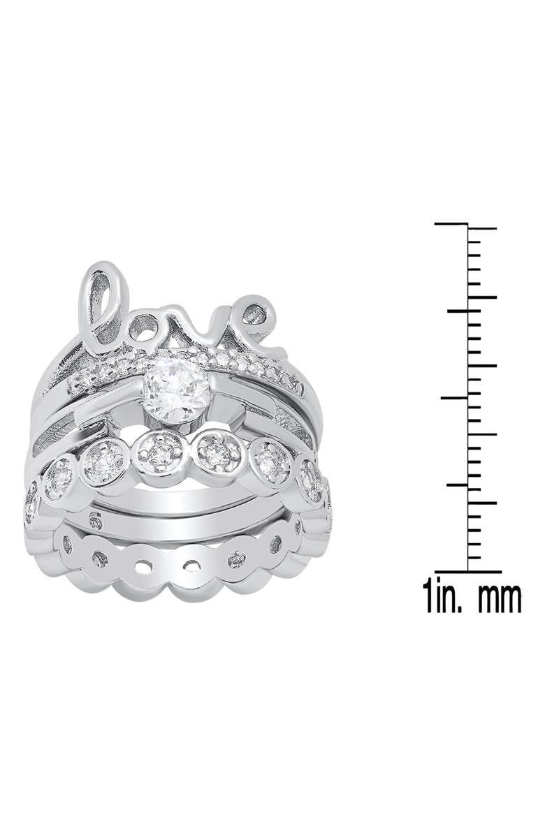 HMY JEWELRY Love Stainless Steel CZ Stacking Rings Set, Alternate, color,