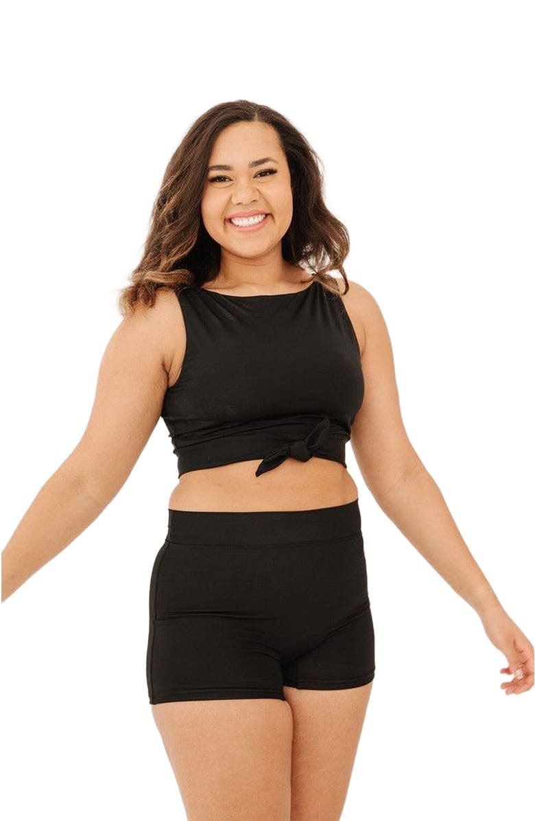 Lime Ricki Swimwear Knotted Crop Top, Alternate, color, Black