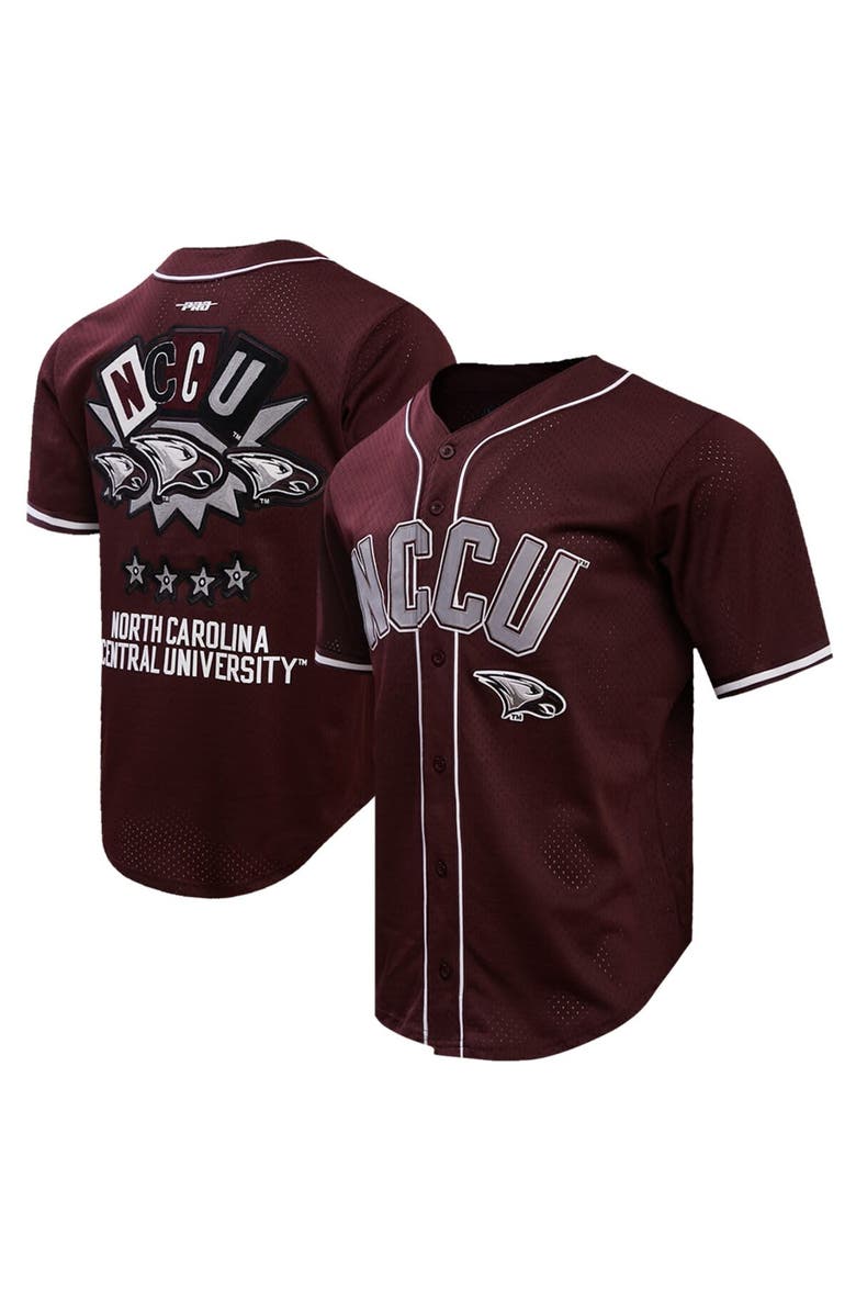 PRO STANDARD Men's Pro Standard Maroon North Carolina Central Eagles Homecoming Mesh Button-Down Shirt, Alternate, color, 
