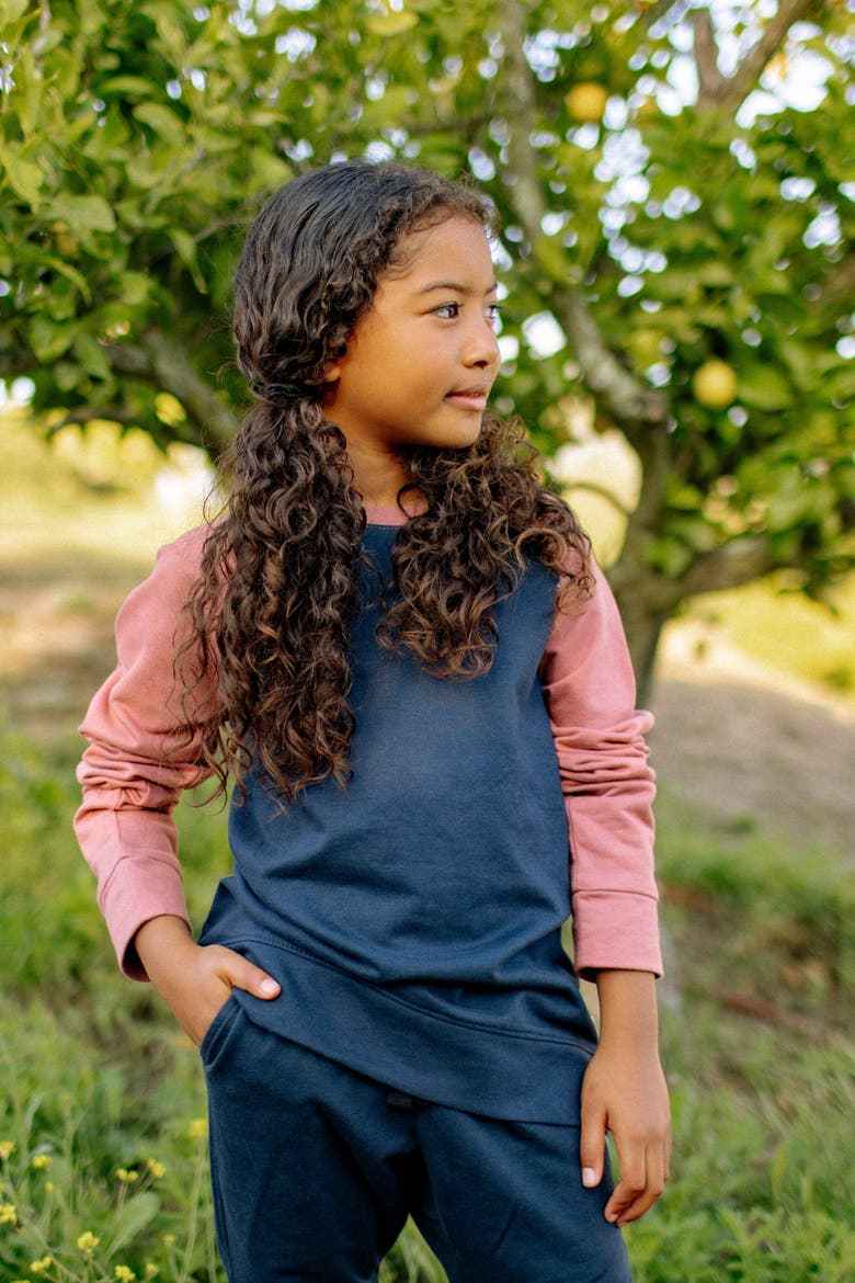 Kids’ Stevie Organic Cotton Raglan Sweatshirt, Alternate, color, Navy & Rose