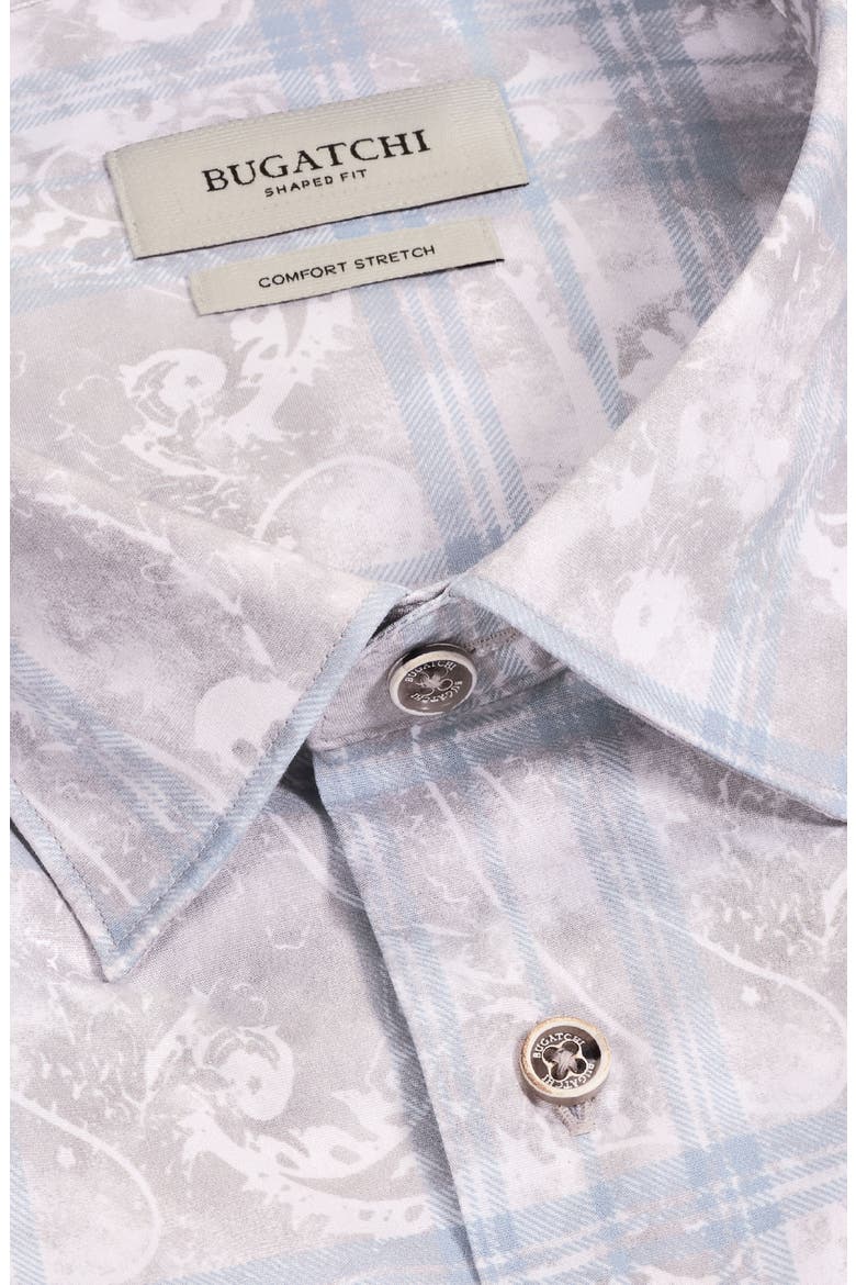 Julian Shaped Plaid Floral Button Up Shirt, Alternate, color, COBBLESTONE