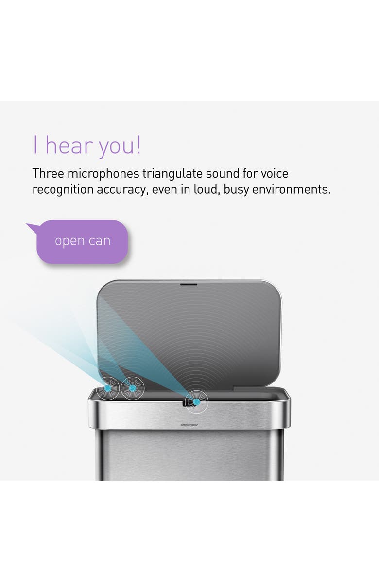 simplehuman 58-Liter Rectangular Sensor Trash Can Set, Alternate, color,