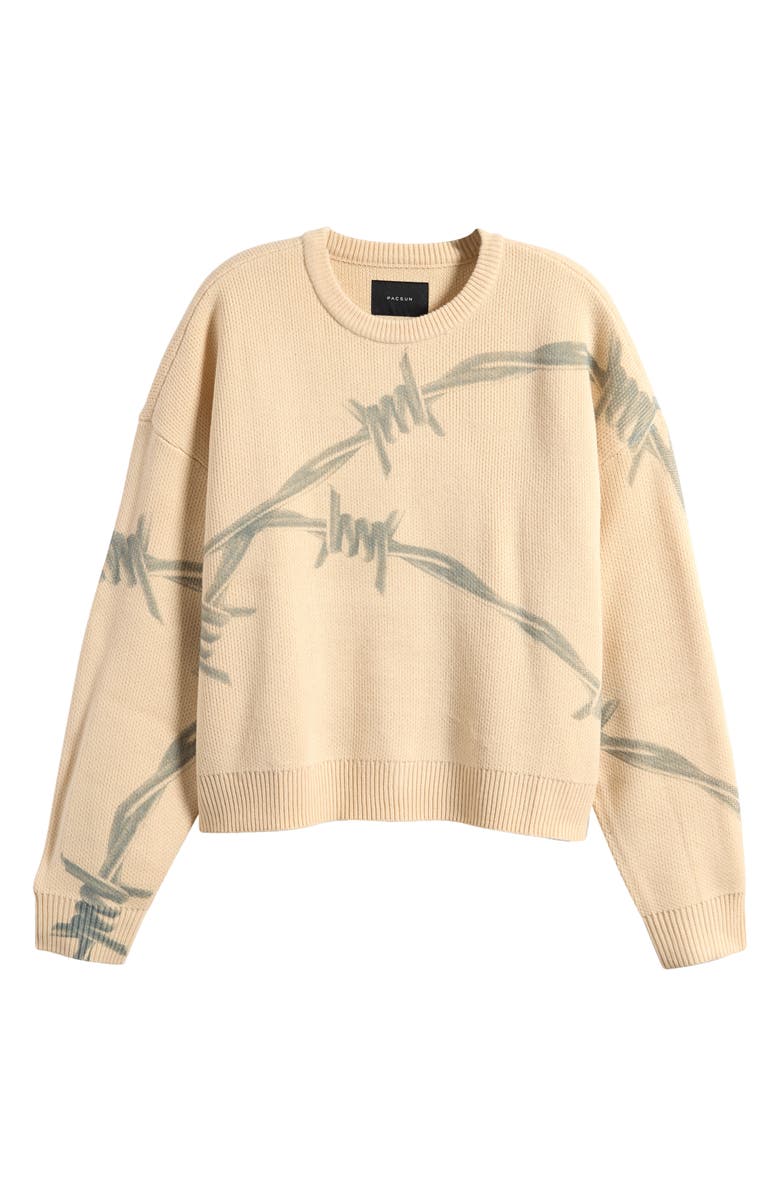 PacSun Trespass Barbed Wire Print Crewneck Sweater, Alternate, color,