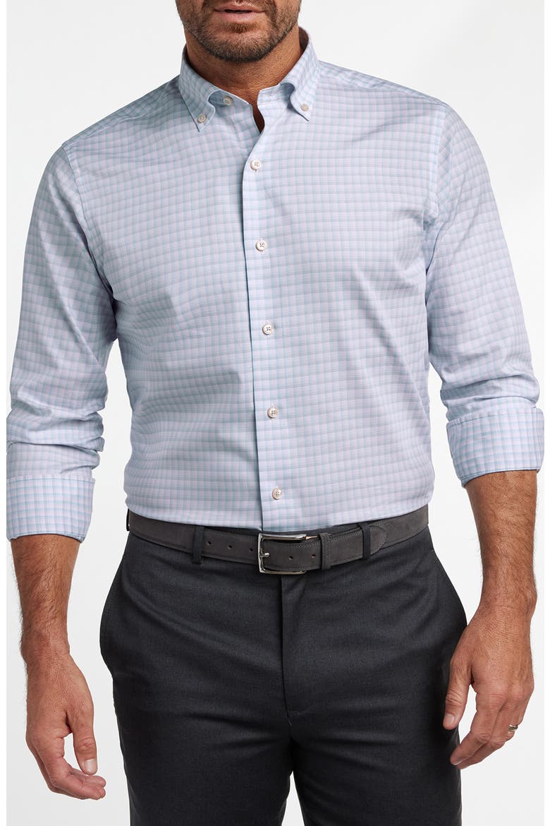 Twill Check Cotton Sport Shirt, Alternate, color, PINK/ SKY