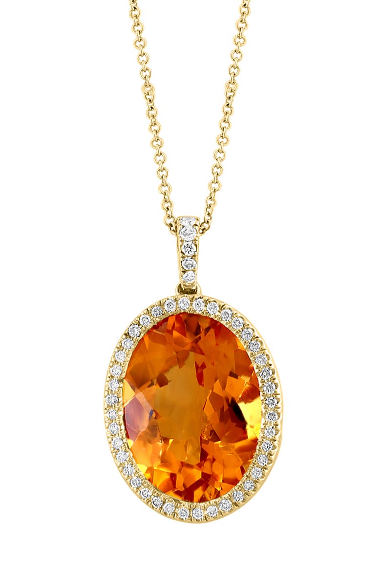 14K Yellow Gold Diamond,Citrine Pendant, Alternate, color, 14K Gold