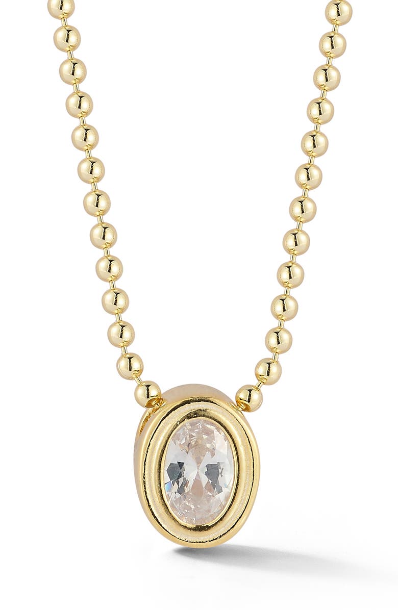 GLAZE JEWELRY 14K Gold Plate Oval Pendant Necklace, Main, color, Gold