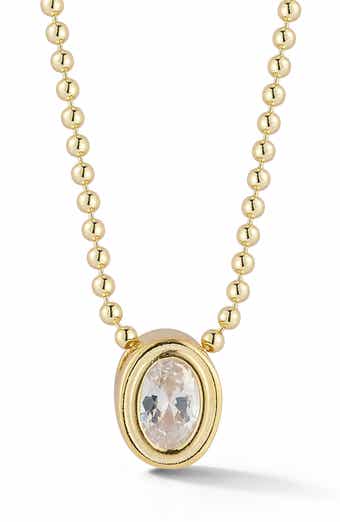 14K Gold Plate Oval Pendant Necklace