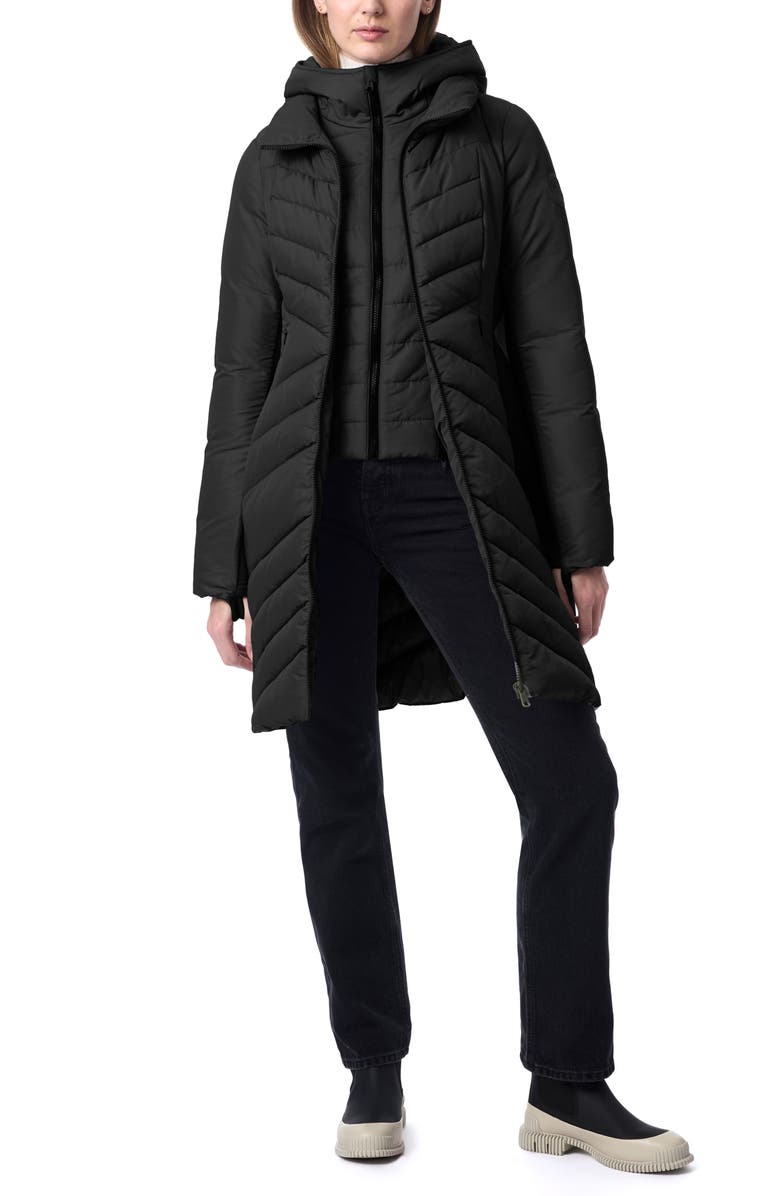 Bernardo Chevron Quilted Puffer Coat, Alternate, color, 