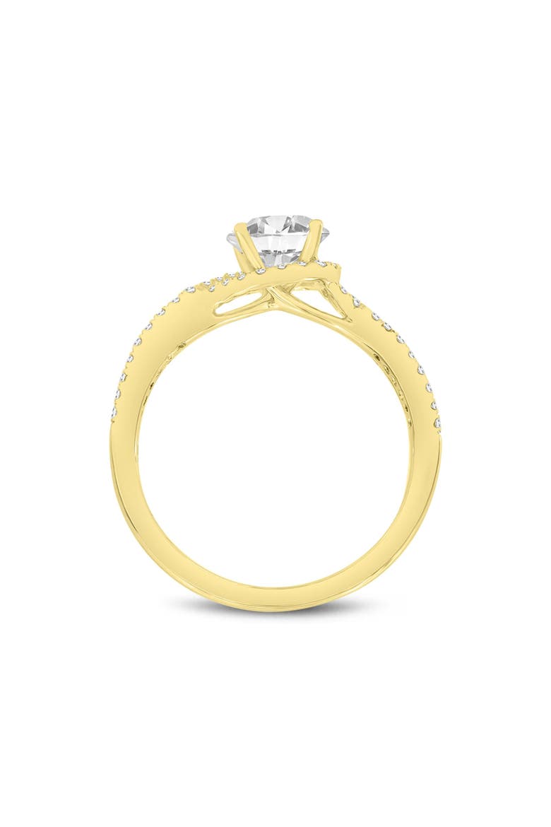Bijou 14K Yellow Gold Round Cut Lab Grown Diamond Halo Engagement Ring - 2.25 Ct, Alternate, color, 14K Yellow Gold