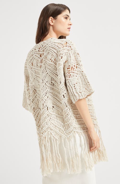 Shop Brunello Cucinelli Opera Dazzling Macramé Cardigan In Natural