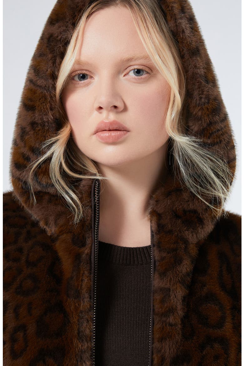 King Reversible Faux Fur Hooded Coat, Alternate, color, CHOCOLATE