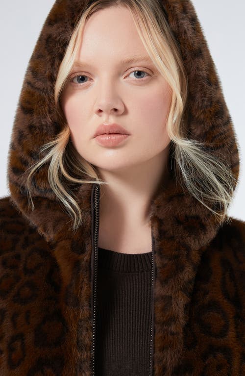 Marina Rinaldi King Reversible Faux Fur Hooded Coat In Brown
