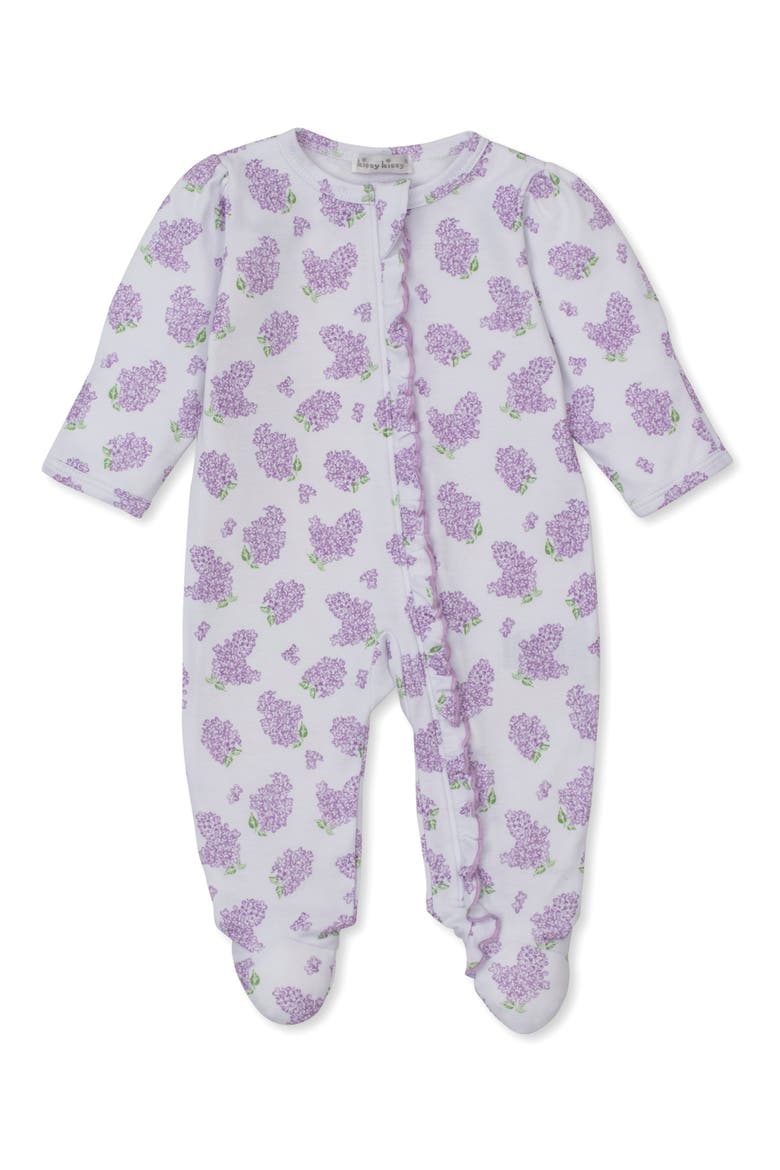 Floral Ruffle Edge Pima Cotton Footie, Main, color, LILAC