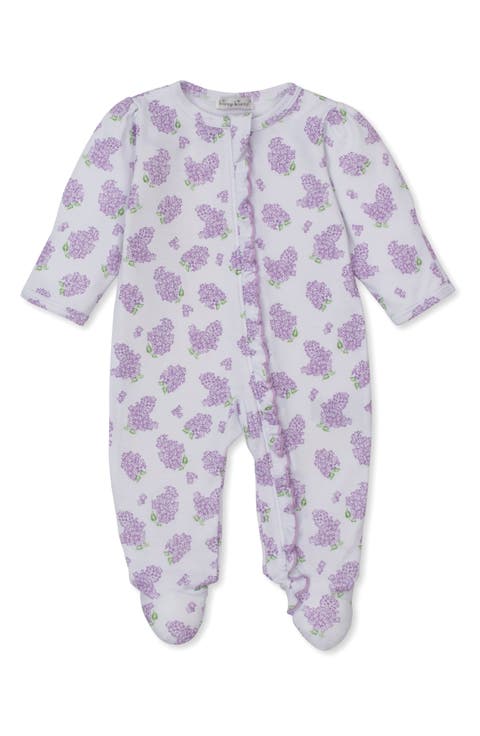 Floral Ruffle Edge Pima Cotton Footie