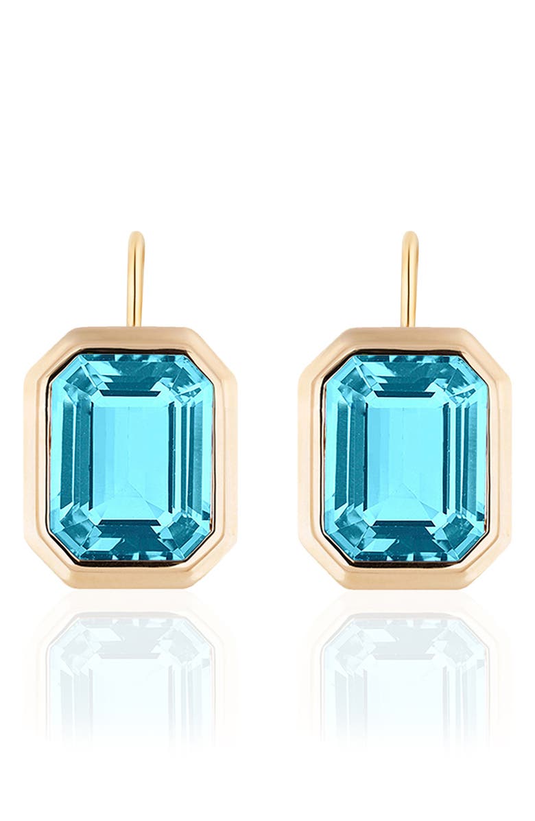 GOSHWARA Manhattan Bezel Set Drop Earrings, Main, color, Pale Blue
