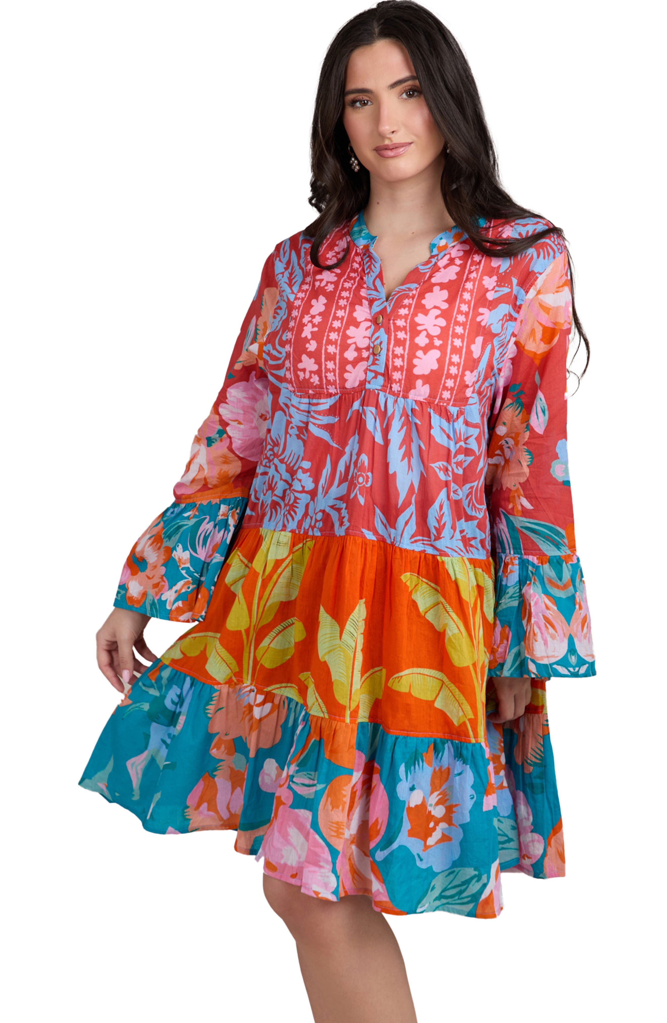 SAACHI Mixed Floral Tunic Dress | Nordstromrack