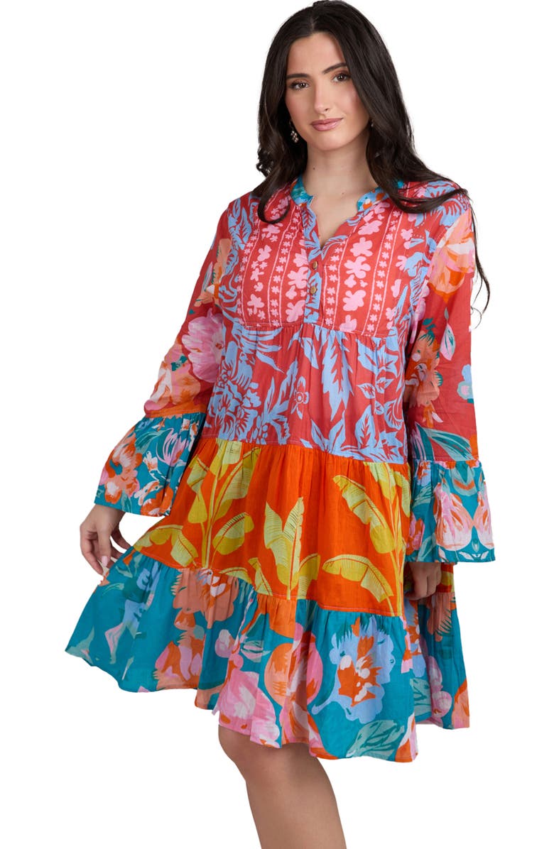 SAACHI Mixed Floral Tunic Dress, Alternate, color, Red Multi