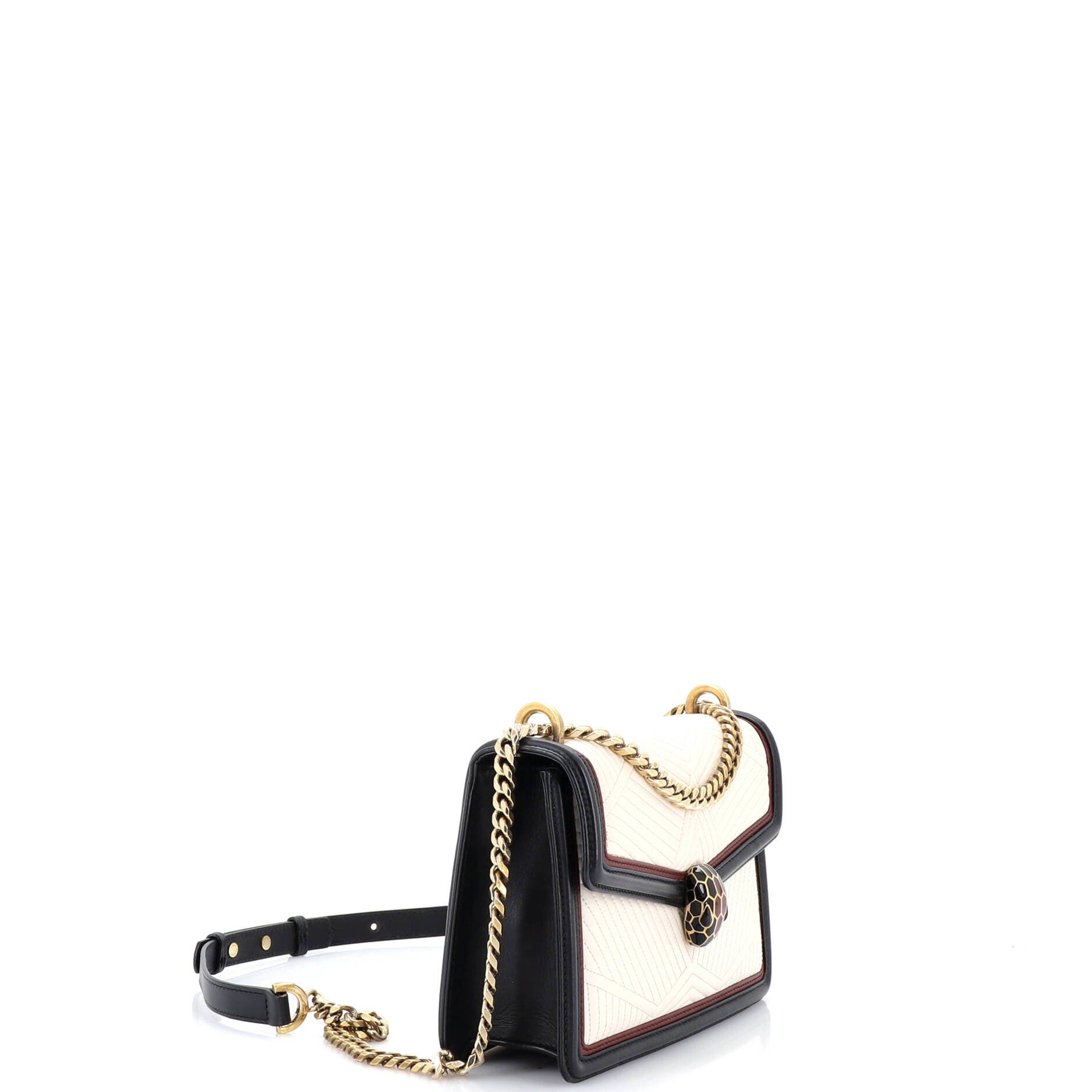 Serpenti Forever Shoulder Bag Quilted Leather Small, Alternate, color, White