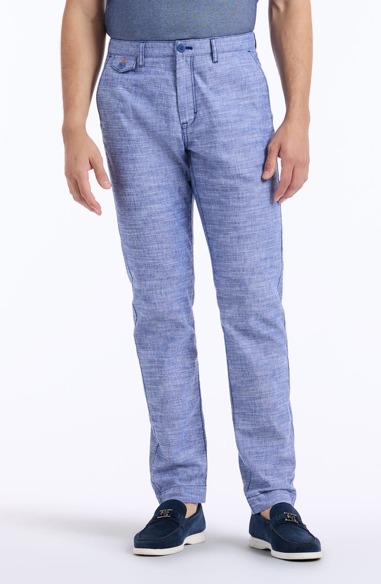 Robert Graham Dixton Straight Leg Cotton & Linen Pants, Main, color, Indigo