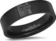 HMY JEWELRY Men's Crystal Cross Band Ring
