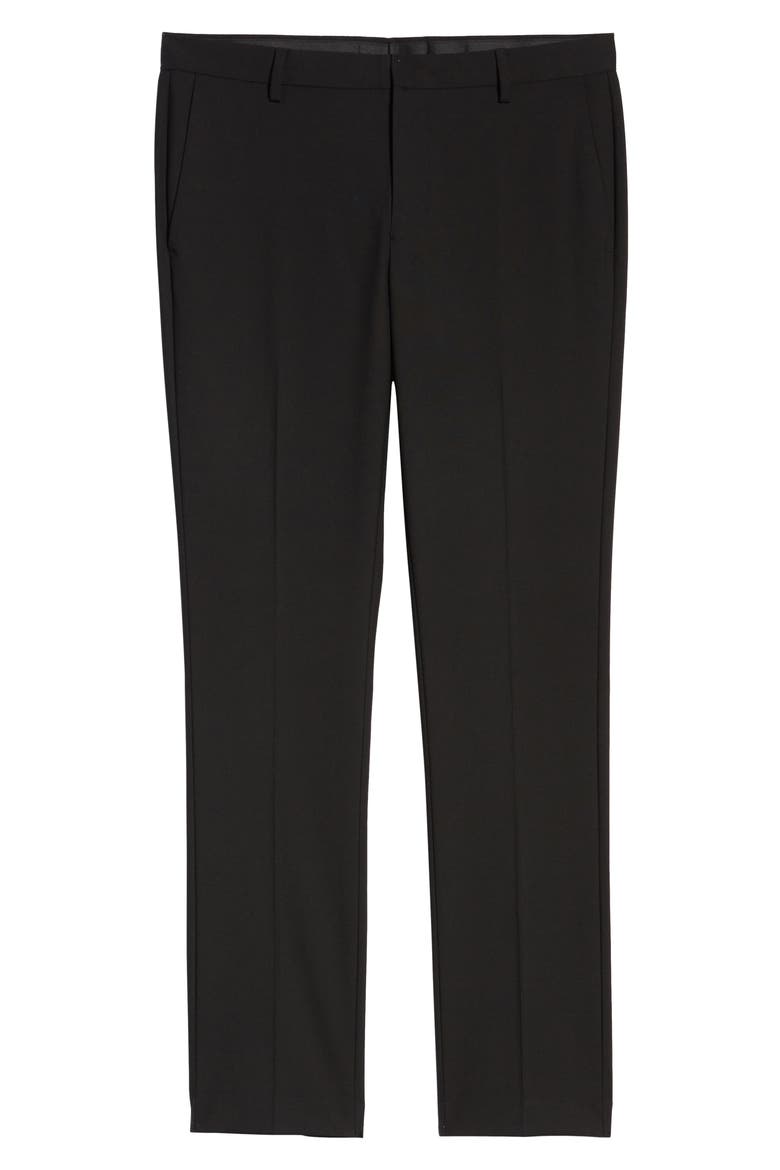 Skinny Fit Textured Dress Pants, Alternate, color, BLACK