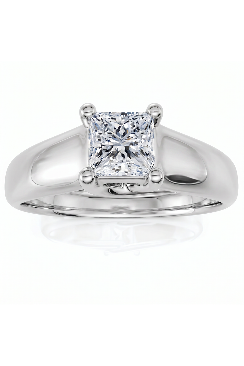 1ct Princess Cut Lab Grown Diamond Solitaire Engagement Ring 14k Gold, Main, color, 14k White Gold